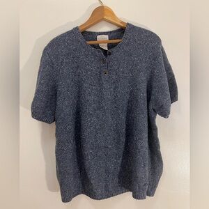 Roaman's Vintage Blue Crewneck Women’s 1X Knit Short Sleeve Sweater